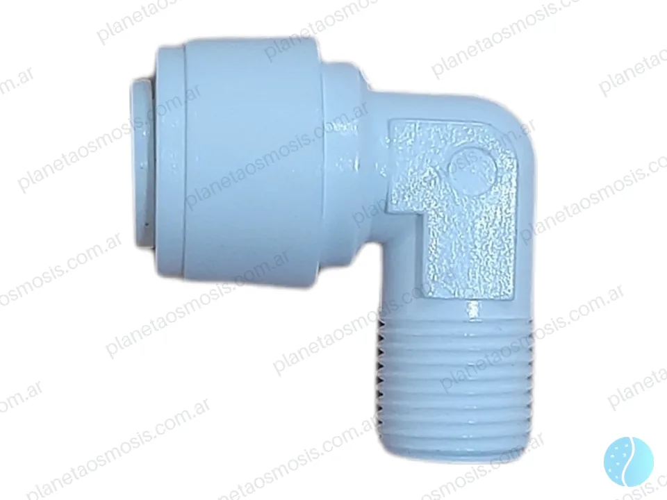 Conector L 1/4 manguera - 1/8 rosca M