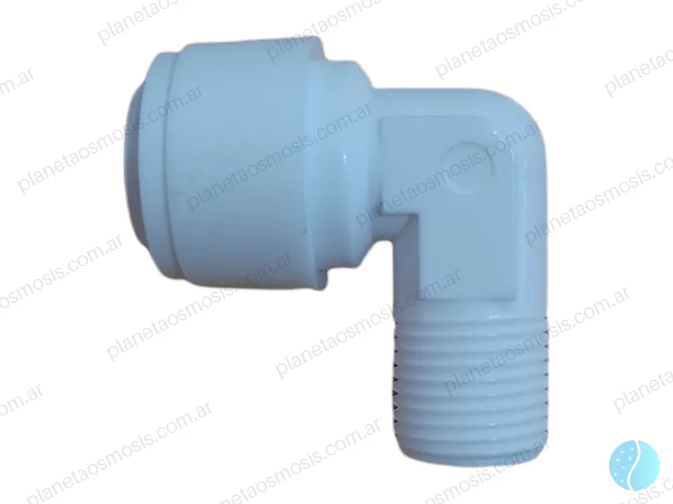 Conector L 3/8 rosca M - 3/8 manguera