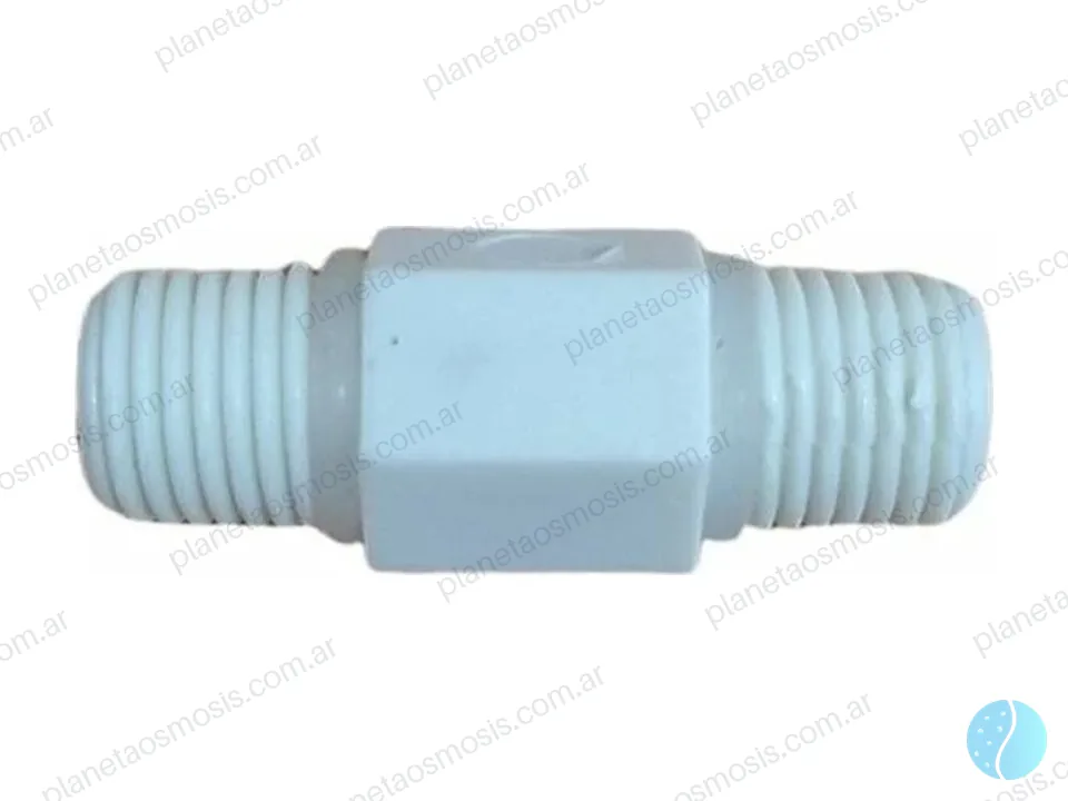 Conector recto 1/4 rosca - 1/4 rosca p/ unir carcasas filtro doble
