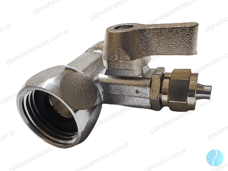 Llave de paso metálica 1/2 rosca H - 1/2 rosca M - 1/4 manguera (dispenser)