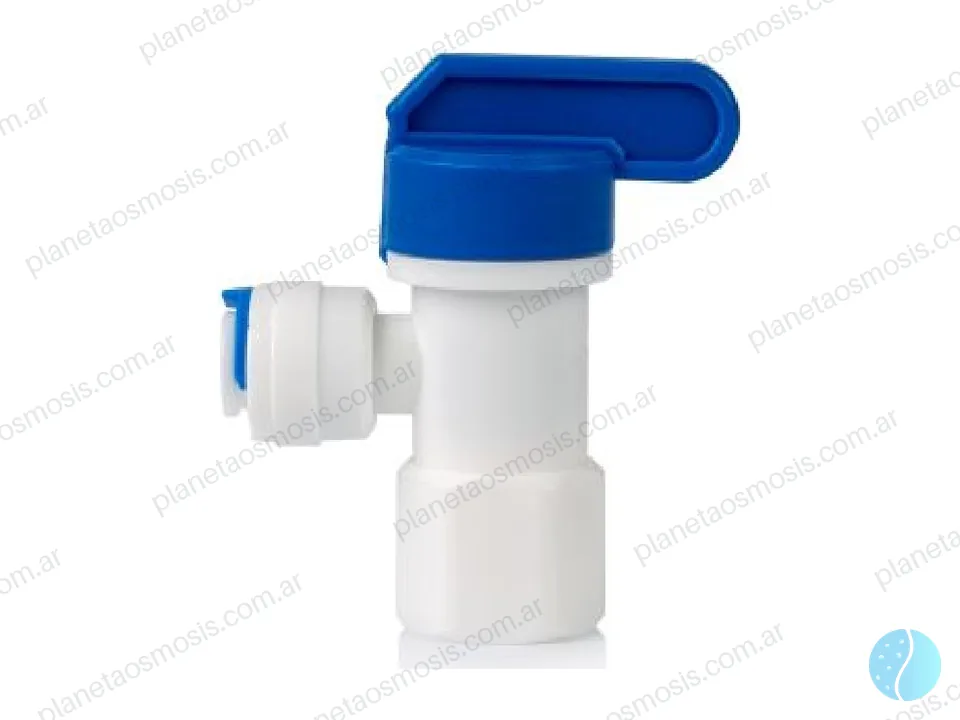 Llave de paso plástica 1/4 rosca H - 1/4 manguera (tanque)