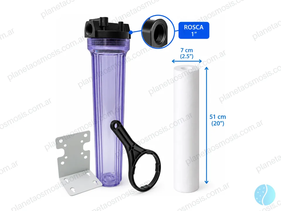 Prefiltro 20" transparente 1" con PP (5 µm)